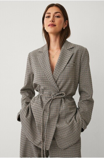 Ellos Collection Blazer med rutemønster Brun