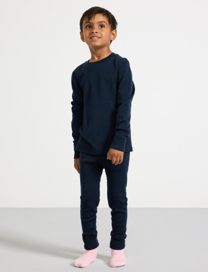 Lindex Longjohns Merino Wool Solid - Blue - 110/116