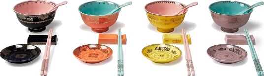 POLSPOTTEN Asian Grandpa Set 4   Multi/patterned   BOWL:L12X W12X H6.3CM<BR/>SPOON:L14X W4.5X H3CM<BR/>CHOPSTICK HOLDER:L8X W3.5X H1.8CM<BR/>SOY SAUCER