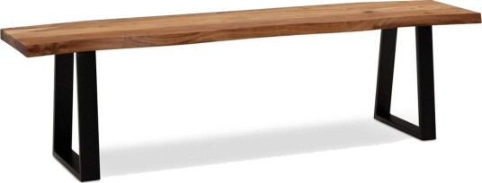 Spisestuebenk Wohnling Massivt tre med metallben trekant landlig stil Svart Rett 140 cm   Svart Rett 140 cm