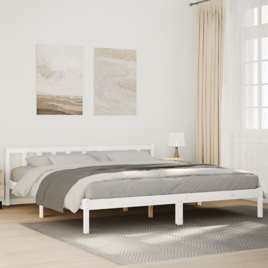 Ekstra lang sengeramme uten madrass hvit 200x210 cm heltre furu 8721158393678