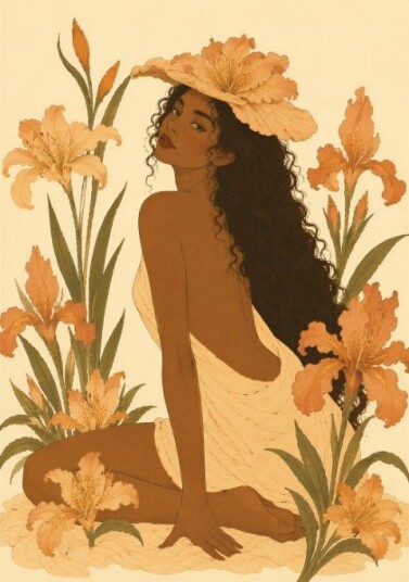 Poster   Kvinne Blant Blomster