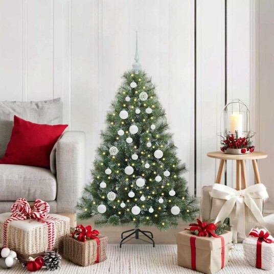 Kunstig juletre med 150 LED med stativ grønn 120 cm PE og PVC