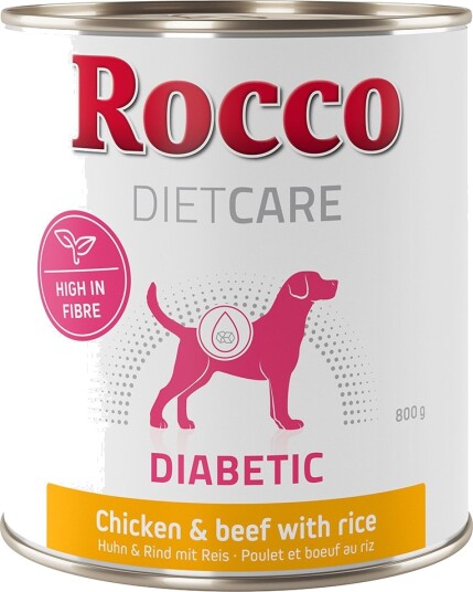 Rocco Diet Care Våtfôr Diabetic Og Med Ris 12 X Kylling Okse 800 G 12 X 800 G