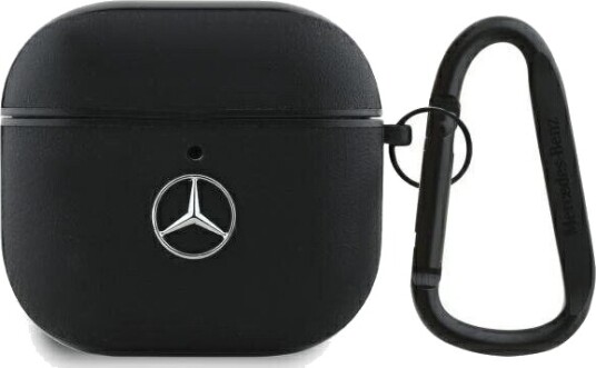 Mercedes Leather Metal Logo Case for AirPods 4 Black