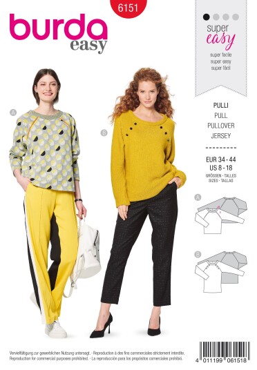 Burda 6151 - Genser EUR: 34-44, US: 8-18