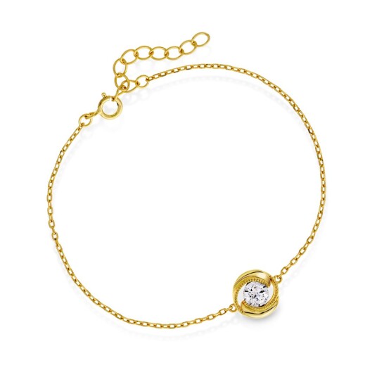Pan Jewelry, Armbånd i forgylt 925 sølv med hvit zirkonia
