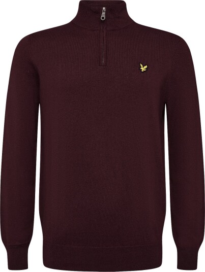 Lyle & Scott Cotton Merino Quarter Zip Jumper Burgundy L
