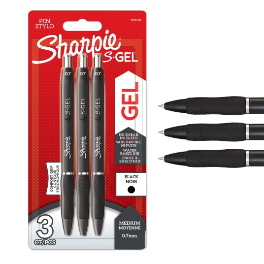 Sharpie S-Gel Gel Pens Medium Point 0.7mm Svart Ink 3 Count Sharpie S-Gel Gel Pens Medium Point 0.7mm Svart Ink 3 Count