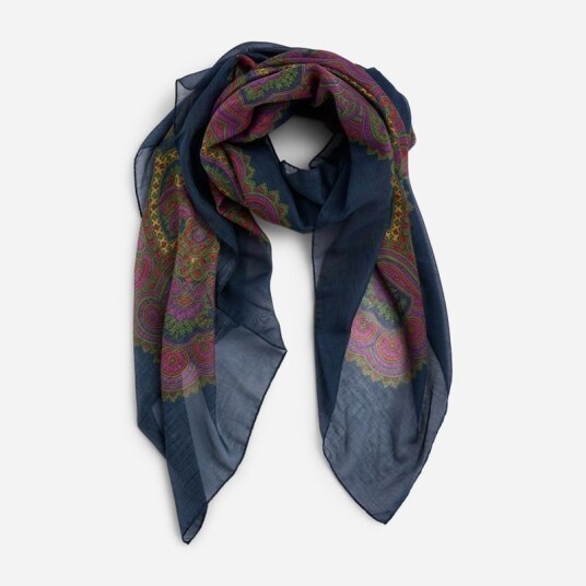 Petronius 1926 Scarf Foulard Chic Twist Blue Paisley