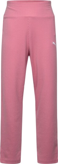 PUMA Ess Elevated High Waist Straight Leg Rib Pants G   Pink   140