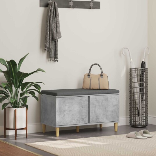 vidaXL Gangbenk BetongGrå 80 x 38 x 46 cm Konstruert treverk og stoff vidaXL Gangbenk BetongGrå 80 x 38 x 46 cm Konstruert treverk og stoff