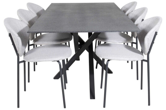 Venture Design Piazza & Vault spisegruppe Grå/grå 6 st stoler & bord 180 x 90 cm
