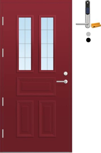 Ytterdør Bygg1 Fjord 04 Slipt Glass med Yale Doorman Classic Home