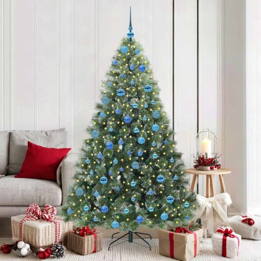  Kunstig juletre med 300 LED med stativ grønn 180 cm PE og PVC