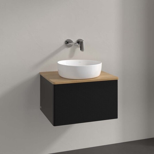 Villeroy & Boch Antao Servantskap med 1 skuff 60x50x36 cm u/lys Sort Matt/Eik