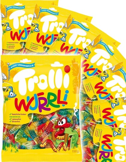 24 stk Trolli Wurrli   Vingummi Marker med Fruktsmak   Hel Eske 3,6 kg