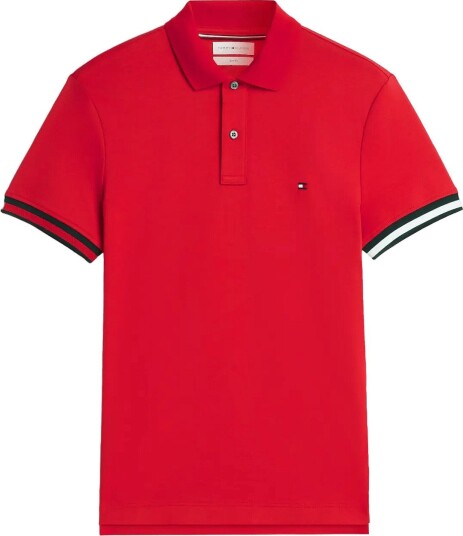 Tommy Hilfiger Liquid Cotton Cuff Slim Polo MEDIUM RED M