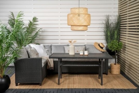 Venture Design Bentwood sofagruppe Svart med grå pute 2st 3-seterende & bord 145x75 cm Svart