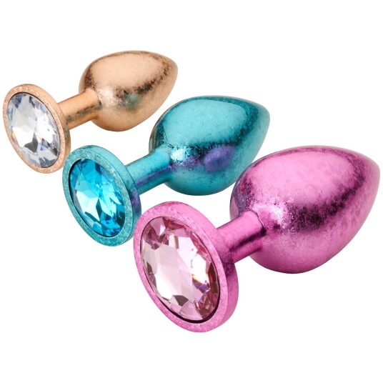 baseks Metal Flake Jewel Analplugg Sett - Forskjellige farger