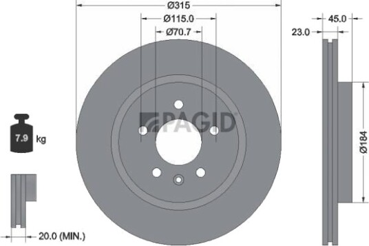 PAGID 55398NC Bremseskive