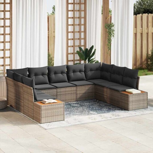 vidaXL Hagesofa Set 5 stk. 9-Antall seter Grå Polyrattan