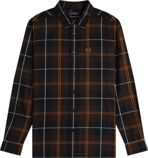 Fred Perry Twill Tartan Shirt Brown S Fred Perry Twill Tartan Shirt Brown S