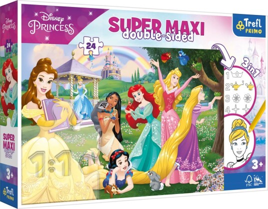 Double-sided puzzle 24 el SUPER MAXI 3in1 Happy Princesses Princess 41008 Trefl