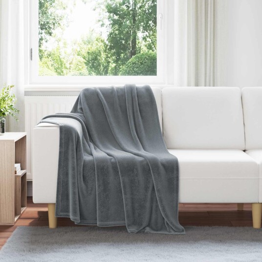 vidaXL Kastteppe Mørkegrå 130 x 150 cm Fleece