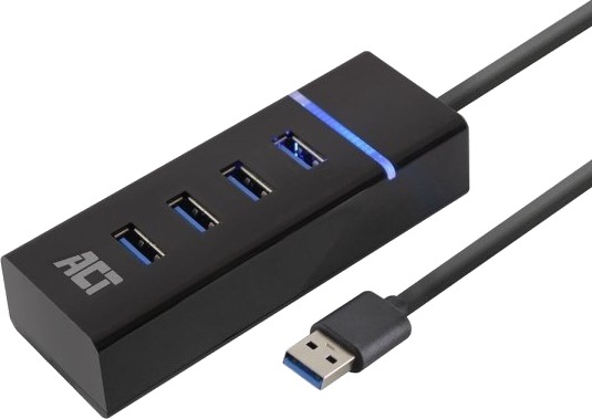 Act Ac6300 Grensesnitt-Hub Usb 3.2 Gen 1 3.1 Gen 1 Type-A 5000 Mbit/S Svart Ac6300