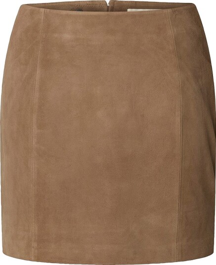 Selected Women Semsket skjørt slfSuri HW Suede Mini Natur