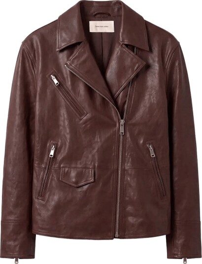 Calvin Klein Jeans Faux Leather Moto BROWN CORK XS Calvin Klein Jeans Faux Leather Moto BROWN CORK XS