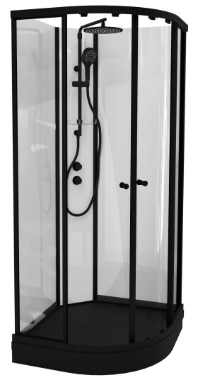 Vikingbad Sofia Svart Matt Dusjkabinett - Hvit Søyle / 90x90cm Glass Vikingbad Sofia Svart Matt Dusjkabinett - Hvit Søyle / 90x90cm Glass