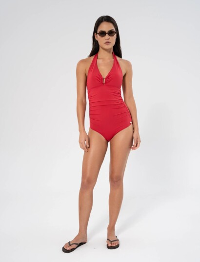 Panos Emporio Niovi Solid Swimsuit Red 36