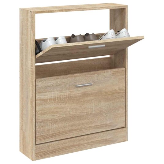 vidaXL Skoskap eik 59x17x81 cm konstruert tre