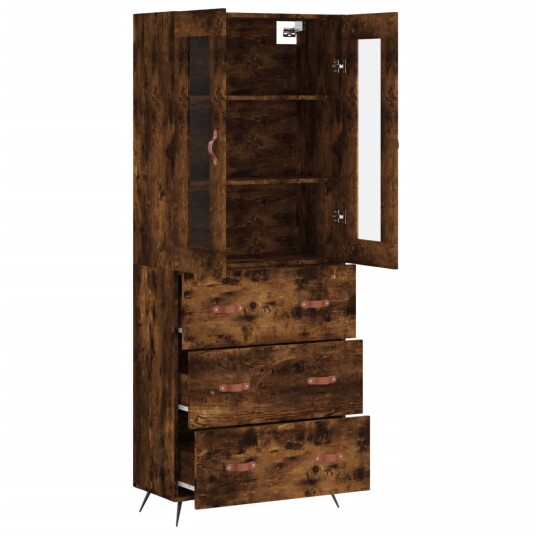  Highboard røkt eik 69,5x34x180 cm konstruert tre