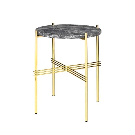 GUBI TS Sidebord Rundt Ø40 Messing/ Grå Emperador Marmor