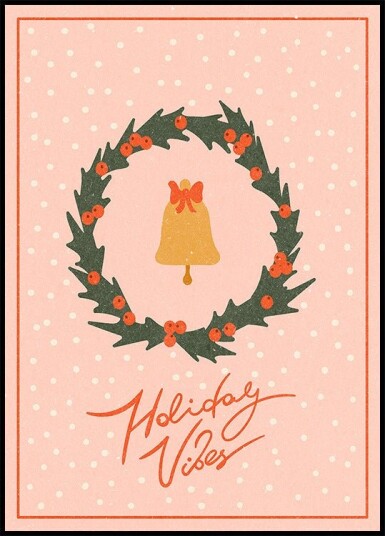 Christmas wreath with bell and bow Poster Plakat / 70x100cm