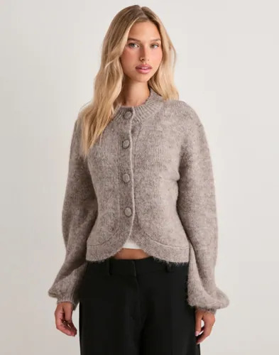 Neo Noir   Beige   Gio Fluffy Knit Cardigan