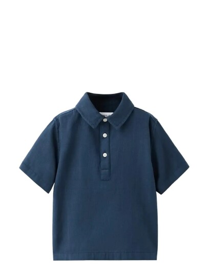Mango Textured Cotton Shirt Navy 12 18M