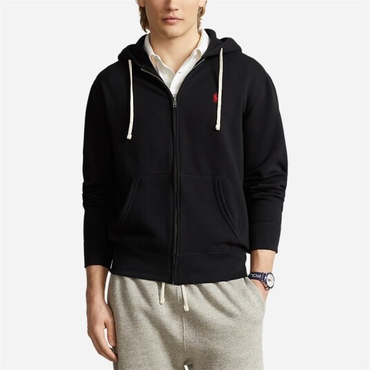 The R.L. Fleece Hoodie Polo Black