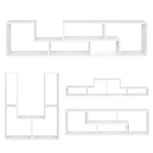 Moderne modulær geometrisk bokhylle 4 hyller ModernHome