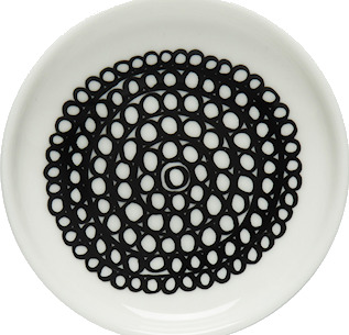Marimekko Siirtolapuutarha Tallerken 8,5 cm Hvit/Svart/Gull