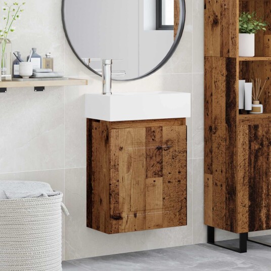 Badeværelses enhet med kran Gammelt tre 45,5 x 22,5 x 84 cm Badeværelses enhet med kran Gammelt tre 45,5 x 22,5 x 84 cm