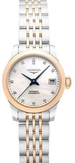 Longines Dameklokke L2.320.5.87.7 Record Hvit/18 karat rosé gull
