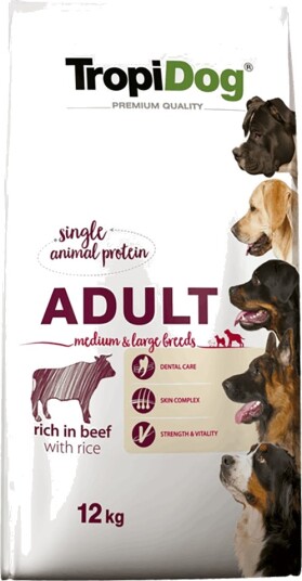 Tropidog Tørrfôr Adult Premium Medium Large Storfekjøtt Og Ris 2 X 12 kg Tropidog Tørrfôr Adult Premium Medium Large Storfekjøtt Og Ris 2 X 12 kg