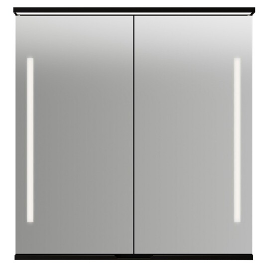 Linn Bad Sogn Speilskap med Integrert Belysning og Stikk Svart Matt / 80cm Linn Bad Sogn Speilskap med Integrert Belysning og Stikk Svart Matt / 80cm