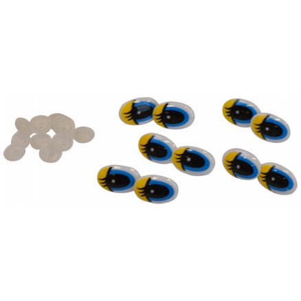Infinity Hearts Sikkerhetsøyne med makeup Gul Blå 13x20mm 5 par Infinity Hearts Sikkerhetsøyne med makeup Gul Blå 13x20mm 5 par