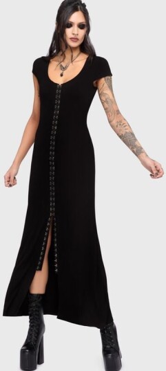 Killstar Goth Lang kjole Chapel Blessing Hook & Eye Maxi Dress XS til 4XL Damer svart