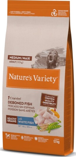 Nature’S Variety Tørrfôr Adult Nature'S Variety Healthy Grains Medium Maxi Hvit Fisk 12 kg